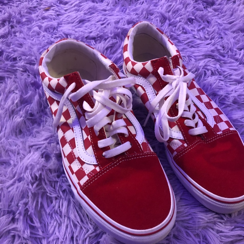Red Checkered vans shoes